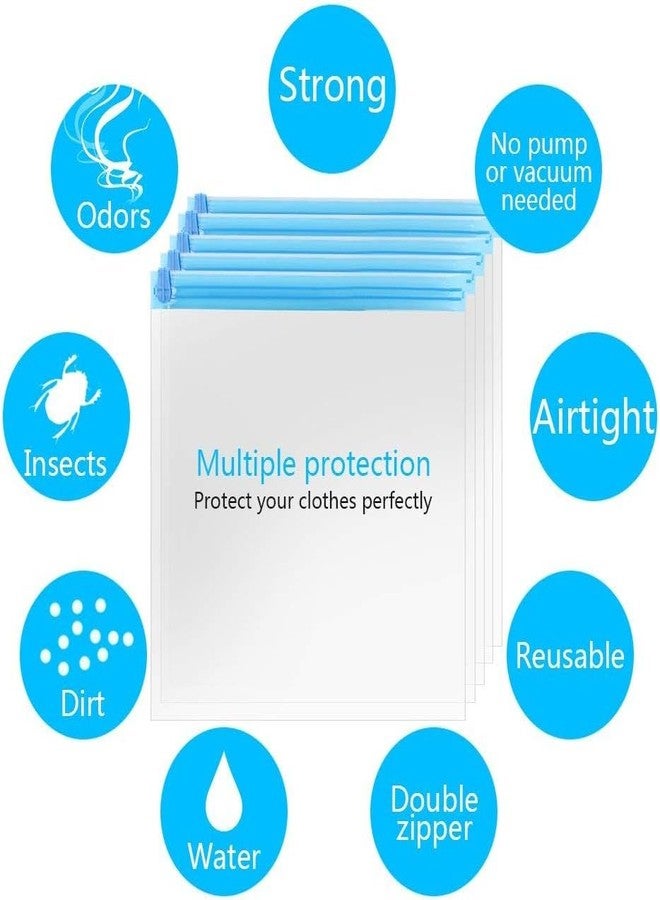 KUNFAIT 8 Pack Vaccum Compression Hand Roll up Storage bags (2 S, 3 M, 3 L) for Clothes & Wardrobe Organiser | No Vaccum or Pump Needed | Reusable & Airtight Space Saver Suction Bag Travel Essential - Image 4